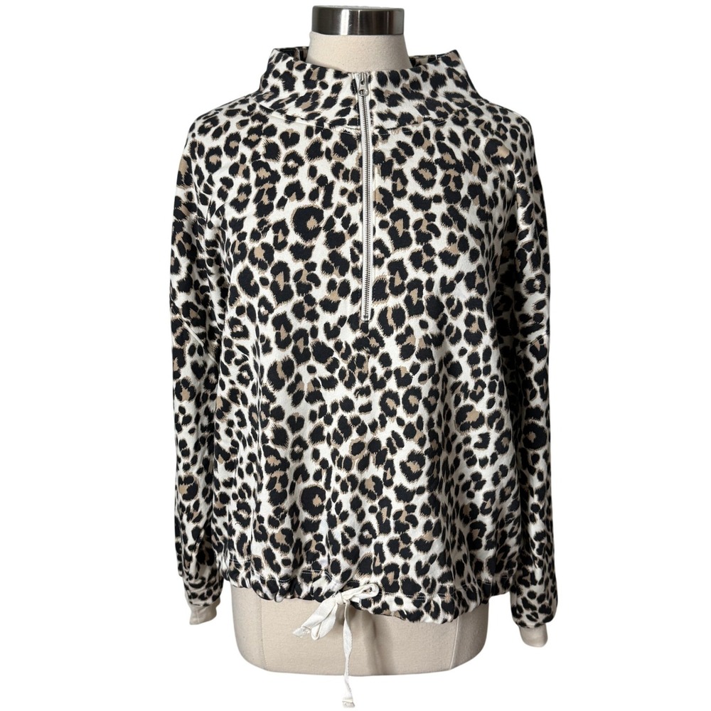 Old Navy Half Zip Leopard Print Mock Neck Sweatshirt Womens XL‎ NEW
